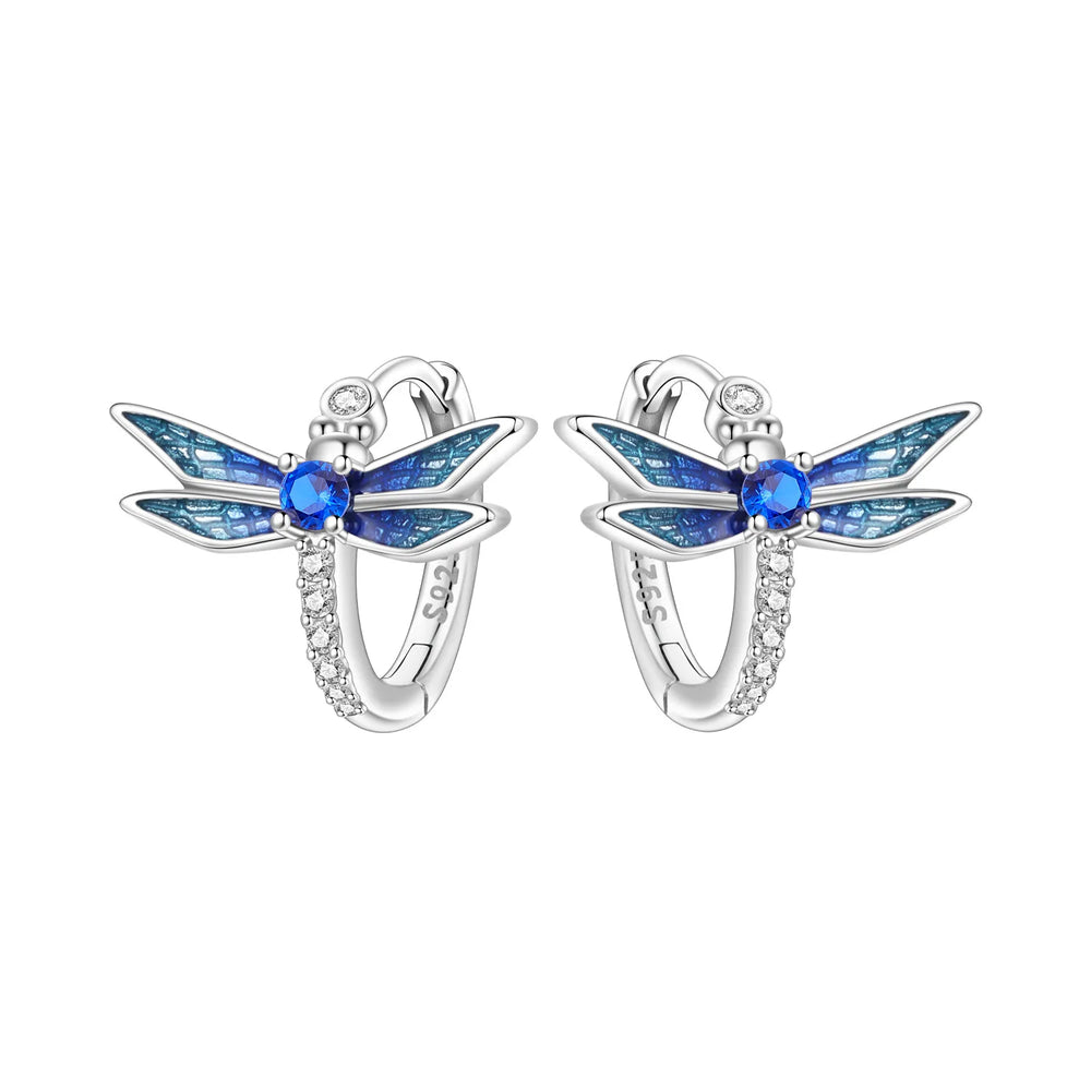 PANPOKI Original 925 Sterling Silver Purple Butterfly Insect Earrings Women Hoop Earr alternate view