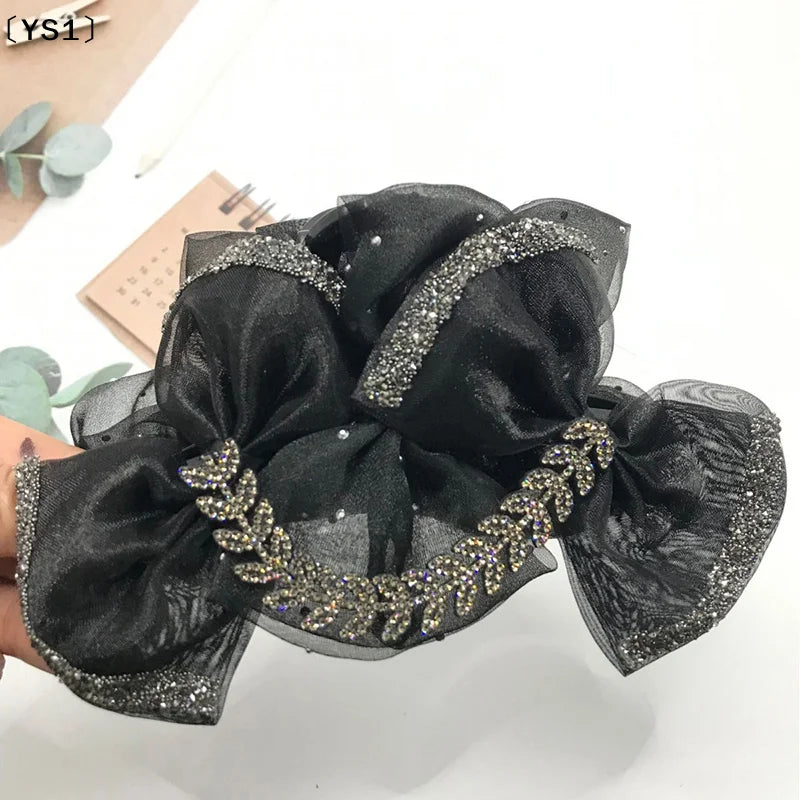 〔YS1〕Exquisite Elegant Sweet Mesh Bow Hair Clip Women's After Brain Hairpin Headwear Accessories Gifts