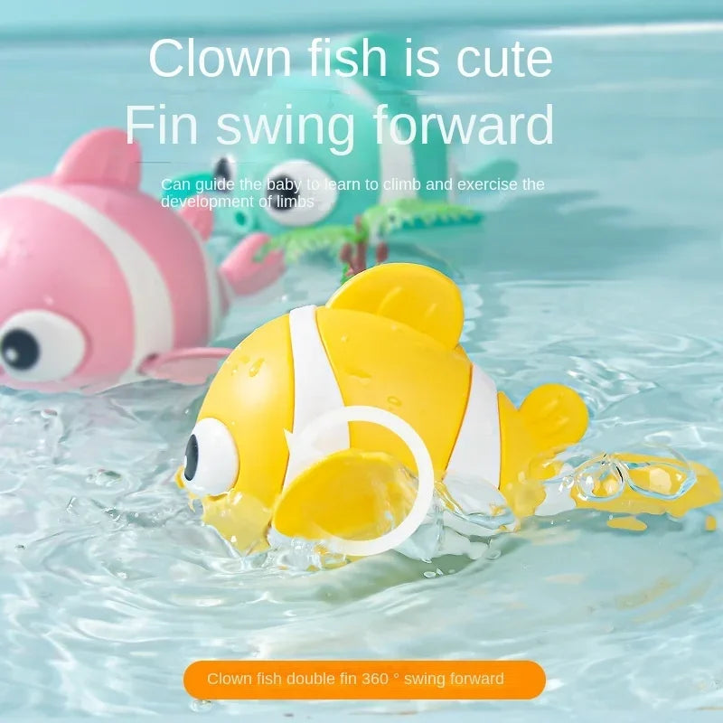 Baby Bath Toys Cute Swimming Fish Cartoon Animal Floating Wind Up Toys Water Game Clas close-up view