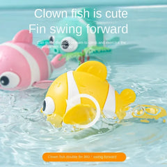 Baby Bath Toys Cute Swimming Fish Cartoon Animal Floating Wind Up Toys Water Game Clas close-up view
