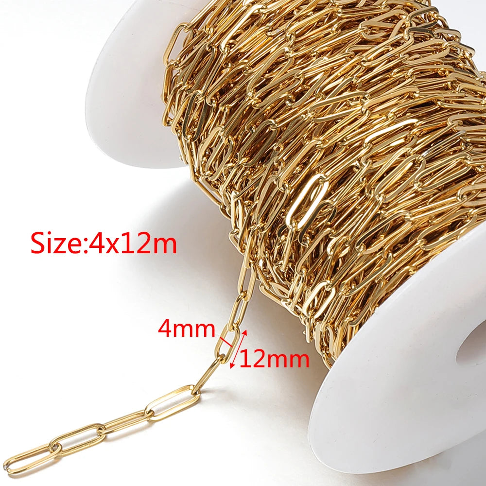 2Meters Stainless Steel Link Cable Gold Chains for DIY Jewelry Making Rolo Chain Bead alternate view
