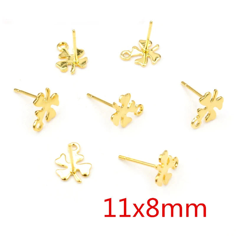 20pcs 316 Stainless Steel Gold Color Geometric Earring Stud Earring Posts Connector additional angle