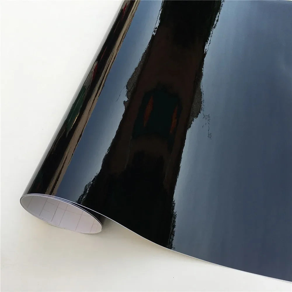 Ultra Glossy Black Vinyl Wrap Car Film Car Wrapping Film Foil Bubble Free For Car Stic close-up view