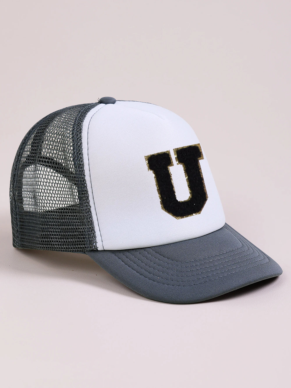 1pc Gray Hat With 26-Letter Pattern | Kids Baseball Cap for Boys and Girls alternate view
