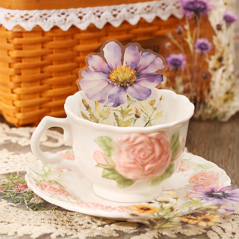 20pcs Floral Scent Vintage Flower Stickers | Creative DIY Journal Garden Label Pack lifestyle view