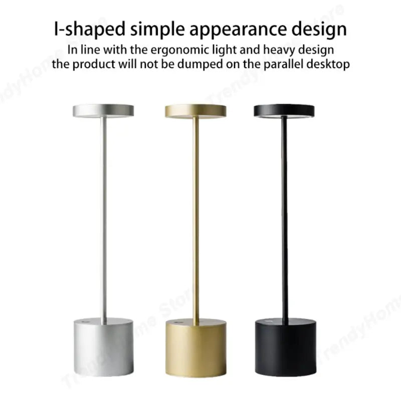 Aluminum Alloy Rechargeable LED Table Lamp | Touch Dimming Night Light for Reading additional angle