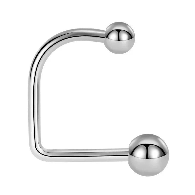 1pc Stainless Steel U-Shaped Double Lip Nail Spherical Cone Lip Piercing Fashion Jewelry detail view