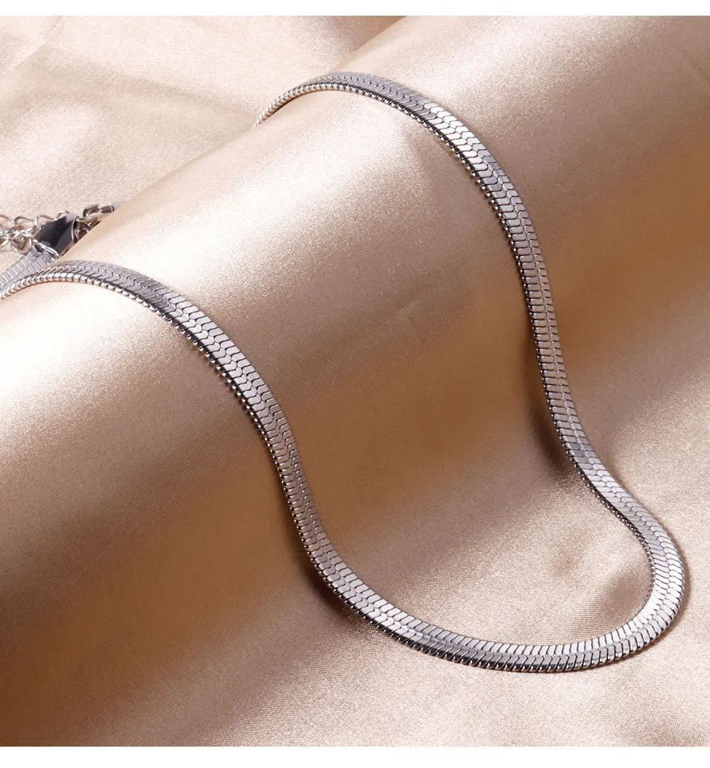 Blade Snake Chain Stainless Steel Necklaces Unisex Men Choker Width 2/4/5mm Herringbo alternate view