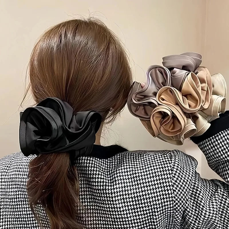 Korean Satin Scrunchies Elastic Hair Band Bow for Women Big Hair Tie Simple Elegance New detail view