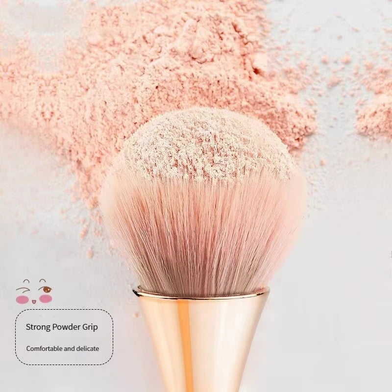 Rose Golden Fan Makeup Brush,Cosmetic Brush Loose Powder Brush ,Highlighting Brush Blush detail view