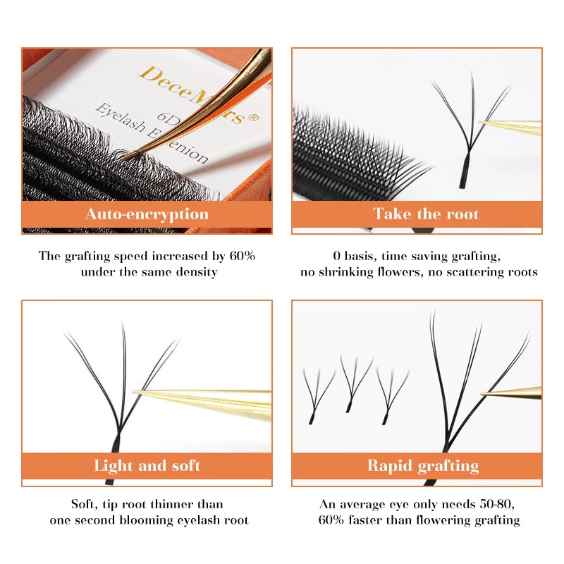 DeceMars 6D-W Shaped Eyelash Extensions | Salon-Grade Volume Lashes alternate view