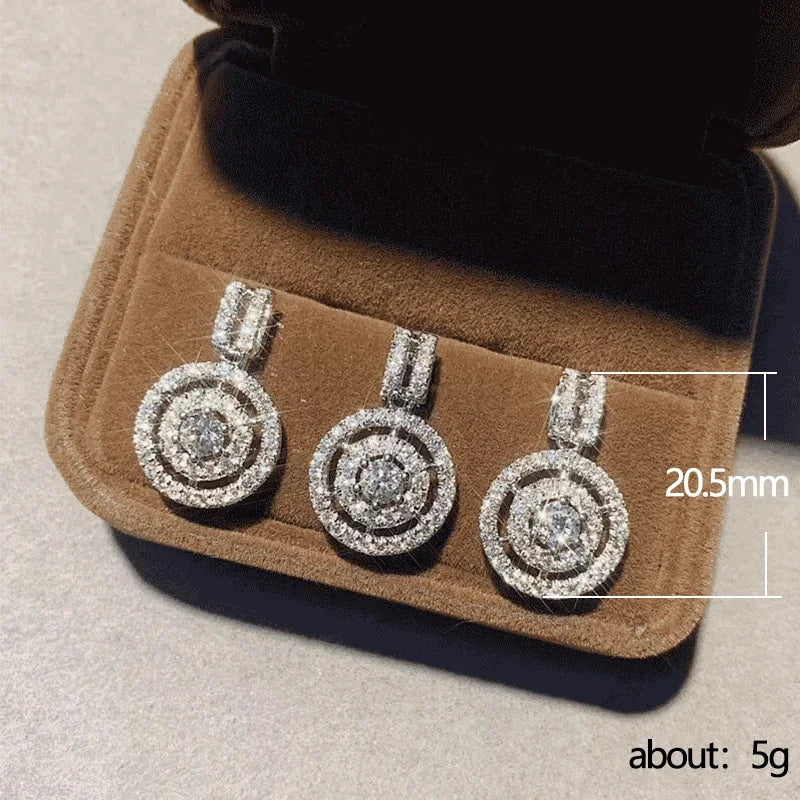 Huitan Circle Design Lady Pendant Necklace Silver Color Inlaid Shining CZ Elegant W additional angle