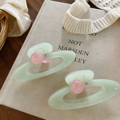 Sweet Pink Round Bead Hair Claw Creative Planet Hollow Out Oval Hair Clip Women Fashion Hair Accessories