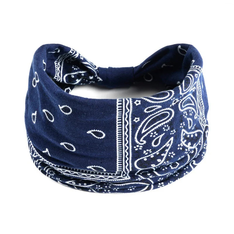 Bohemian Style Elastic Hair Bands Yoga Headband Women Headwear Print Vintage Cross Un lifestyle view