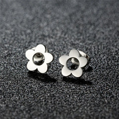 Multiple Stainless Steel Flower Stud Earrings Women Korean Daisy Mandala Rose Lotus Eari detail view