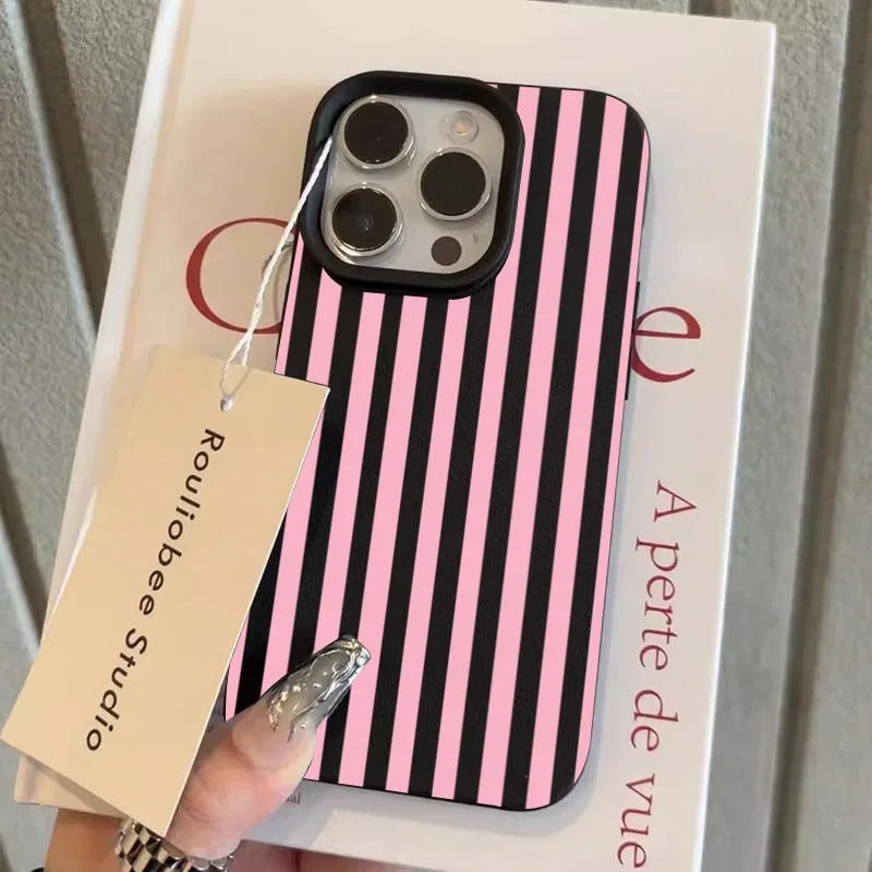 Colorful Striped Minimalist INS Couple Phone Case For iPhone 18 17 16 11 13 12 14 15 Pro detail view