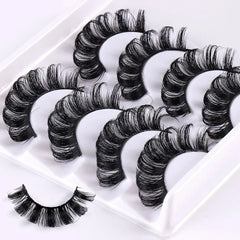 4 Pairs 3D Faux Mink Russian Strip Lashes DD Curl Super Fluffy Reusable Volume False Eyelashes Lightweight All-Day Wear Lashes