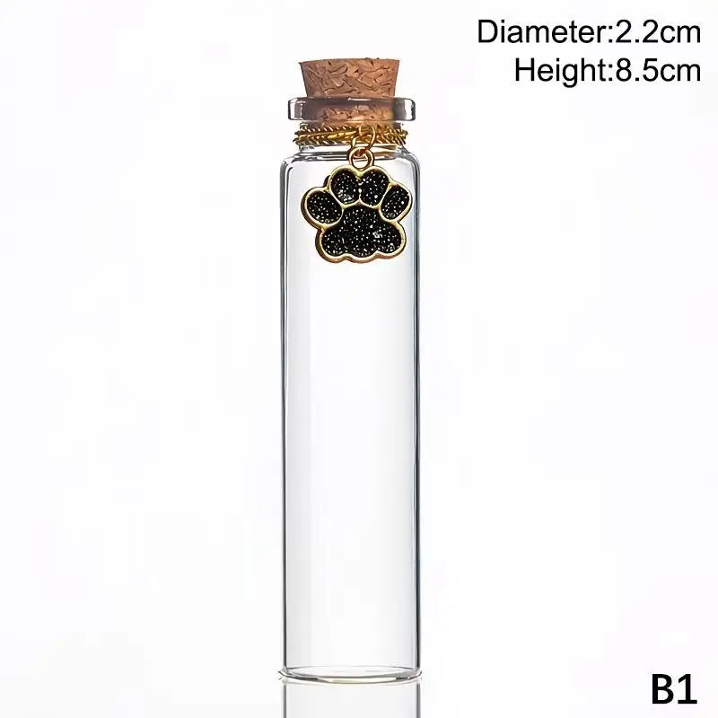 Pet Fur Memorial Glass Bottle Cat Whiskers Storage Bottle With Cork Stopper For Sto additional angle