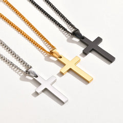 Casual Cross Pendant Necklace for Men | Waterproof Stainless Steel Jewelry Gift alternate view