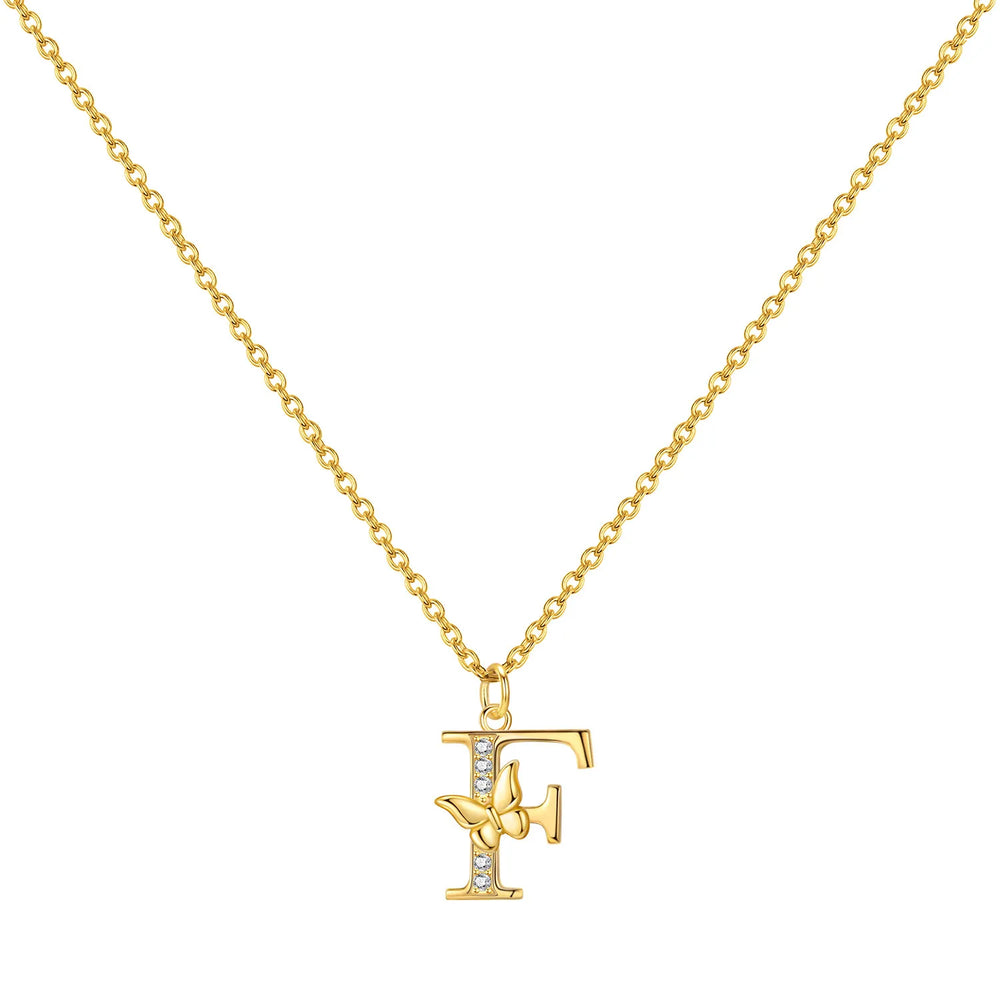 925 Sterling Silver Butterfly Initial Necklace | 26 Letter Y-Shaped Pendant for Wom additional angle