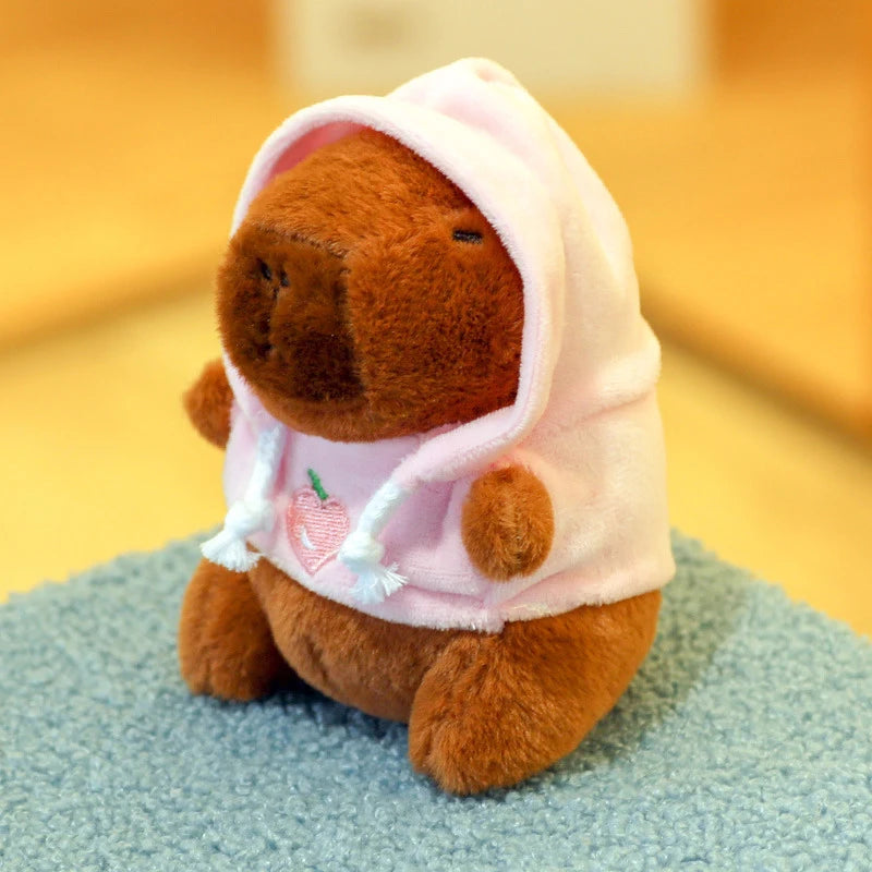 Capybara Plush Keychain | Cartoon Bag Pendant and Car Keyring close-up view