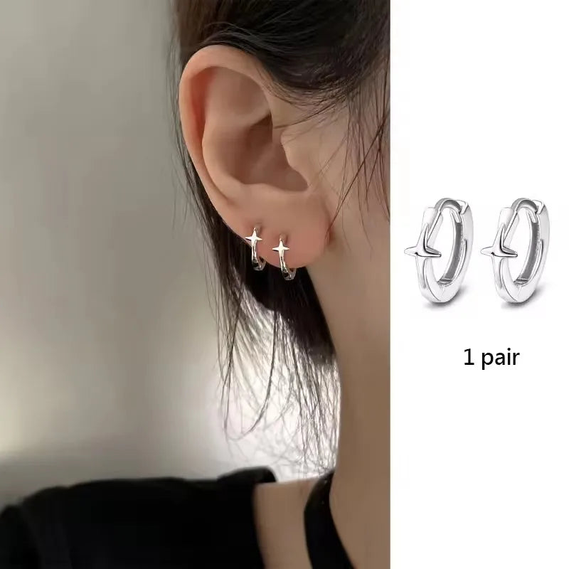 VENTFILLE Gold Star Stud Earrings | Asymmetrical 925 Silver Fashion Jewelry for Women alternate view