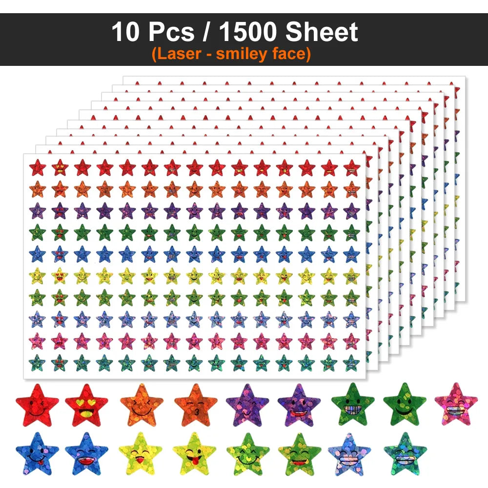 Happy Face Star Sticker Pack | Reward Stickers for Kids, DIY Craft Decorations additional angle