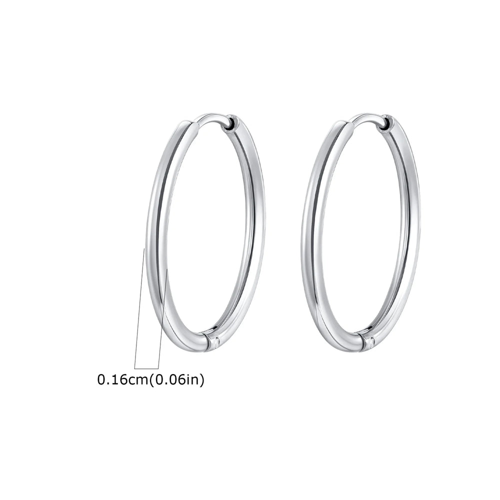 1Pair Round Circle Small Hoop Earrings for Women Men, Gold Plated Stainless Steel Lar lifestyle view
