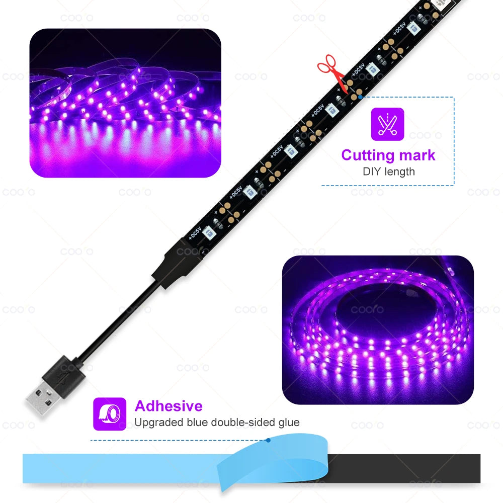 UV LED Light Strip 395-405nm | Flexible Black Light for Glow Party detail view