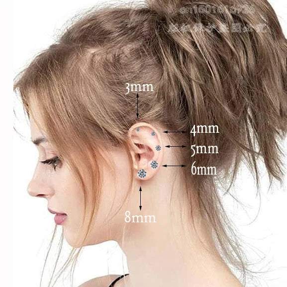 Round Crystal Zircon Stainless Steel Stud Earrings | 4 Color Fashion Non-Allergic Ear alternate view
