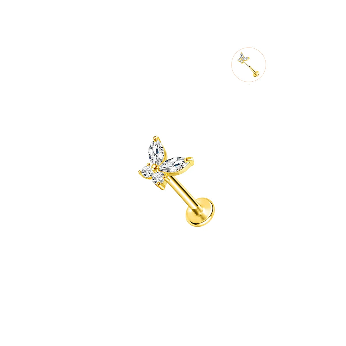 EVISPOL 16G Hypoallergenic Stainless Steel Threadless Insert Labret Lip Rings Tiny Cr lifestyle view