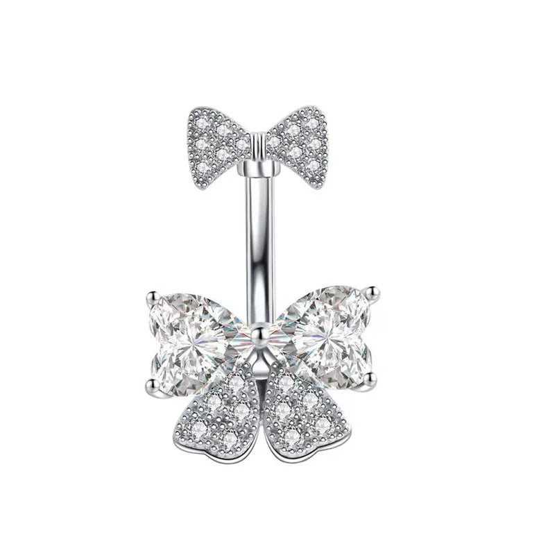 1PCS Pink Crown Belly Button Rings Jewelry Stainless Steel Heart Navel Piercing Barbel close-up view