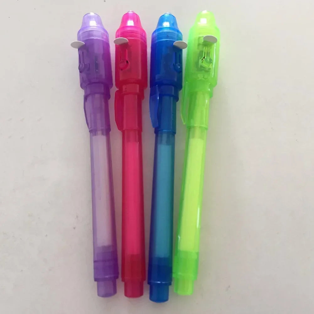 4pcs/lot Luminous Light Pen Magic Purple 2 In 1 UV Black Light Combo Drawing Invisibl lifestyle view