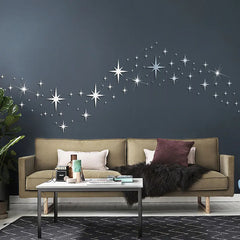 82pcs Acrylic Star Mirror Wall Sticker | Self-Adhesive Wall Decor Set