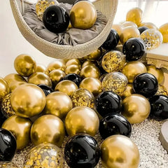 16pcs Black Metallic Sequin Glitter Balloons | Party Decoration Set alternate view