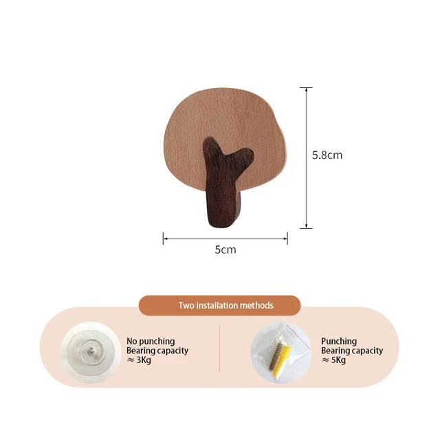 Wooden Animal Hook | Cute Wall Mounted Coat and Key Holder detail view