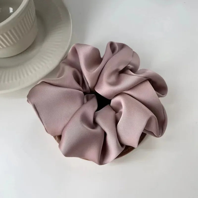 1pcs Women Silk Satin Scrunchies Korean Ladies Girls Elastics Hair Band Ponytail Hold Ha detail view