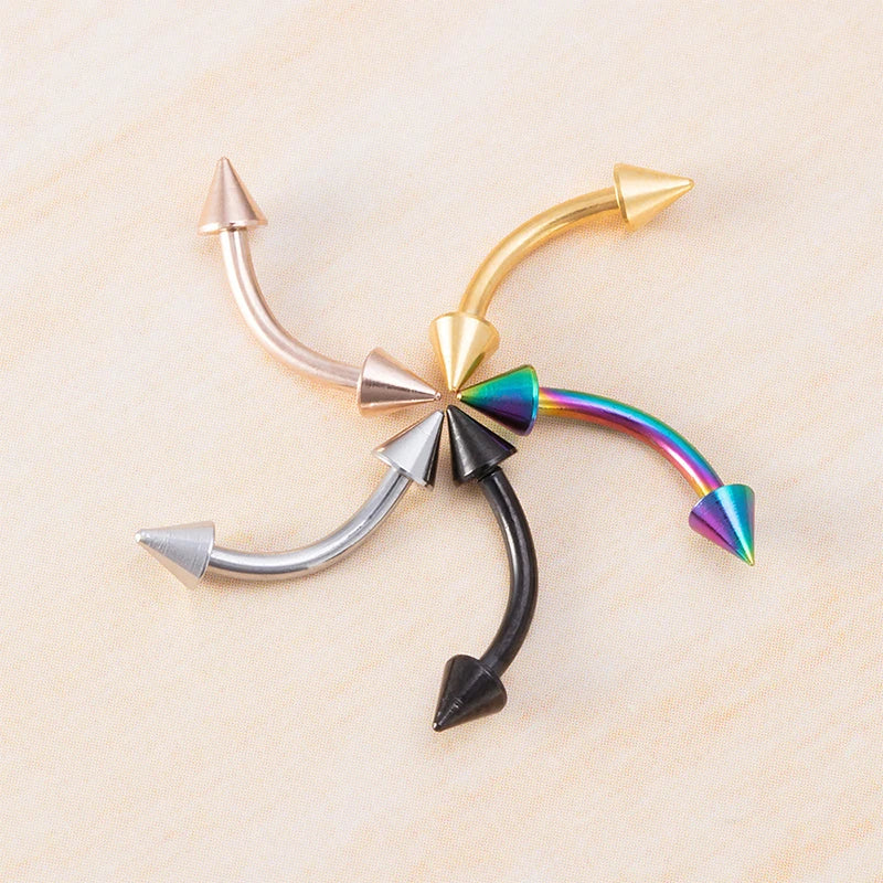 1/5Pcs Eyebrow Lip Piercing Banana Shape Lip Ring Stainless Steel Curved Barbell Stud close-up view