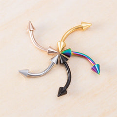 1/5Pcs Eyebrow Lip Piercing Banana Shape Lip Ring Stainless Steel Curved Barbell Stud close-up view