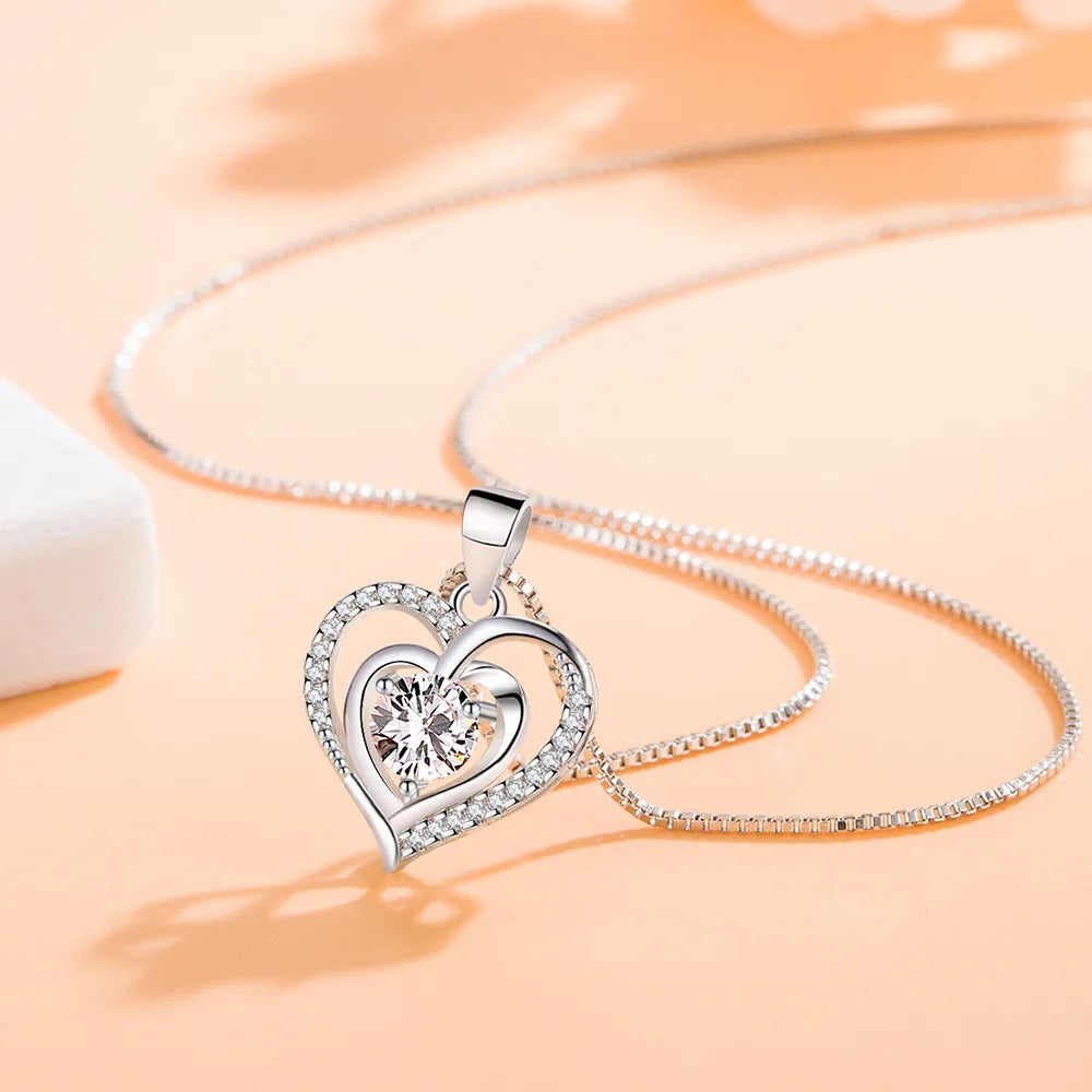 925 Sterling Silver 18k Gold Plated Necklace Single Sparkling Zircon Clavicle Chain f lifestyle view