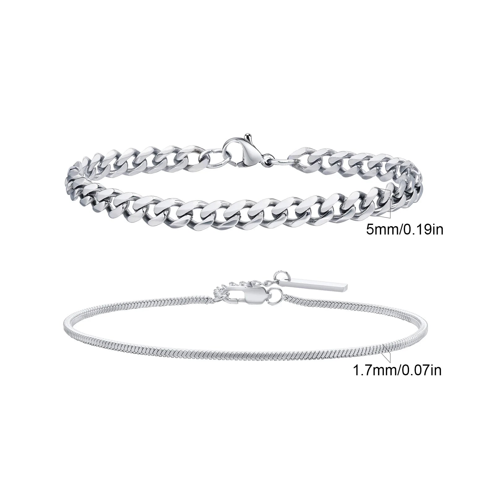 Men's Stainless Steel Chain Bracelets Set | 2pcs Silver Gold Black Twist Rope & Cuban lifestyle view