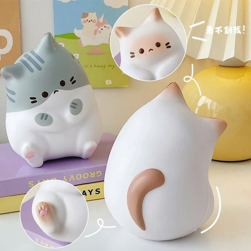 Cat Slow Rising Squishy Toy, Kawaii Cat Stress Ball for Desk Gift Soft Foam Squeeze Toy detail view