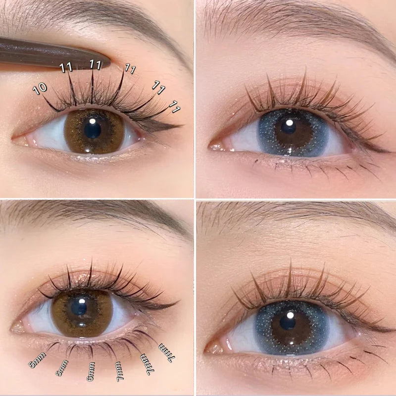 Brown Lashes A Type False Eyelashes 8-12mm | Natural Fairy Lash Clusters for Korean M alternate view