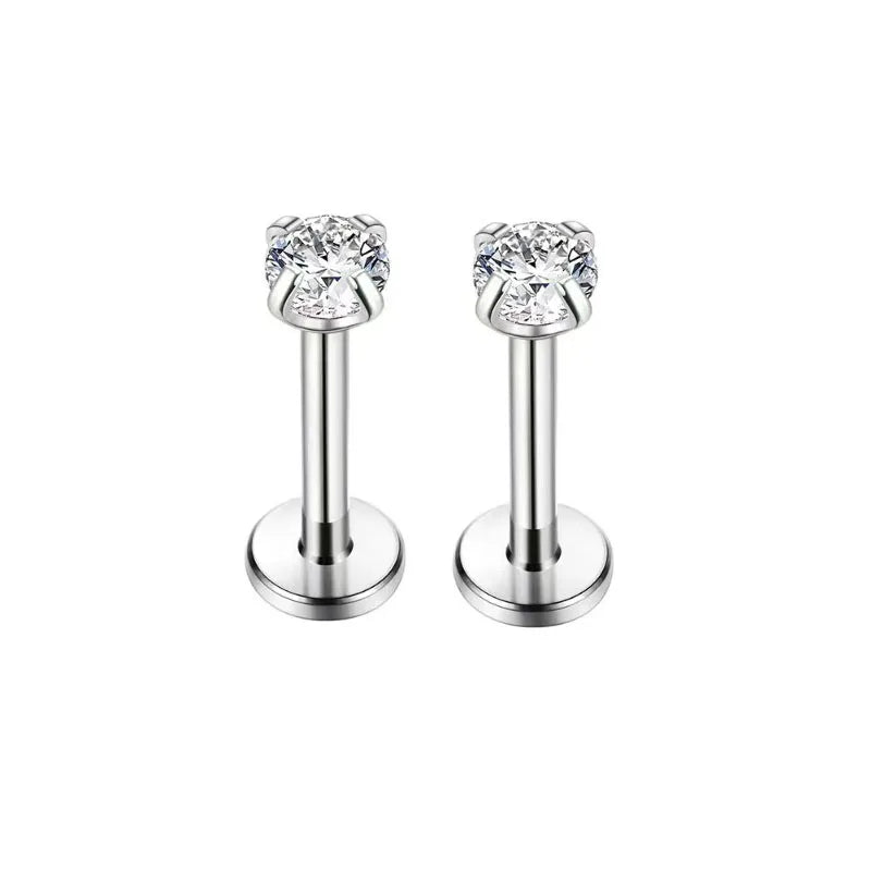2/3/5PCS 16G Stainless Steel Labret Piercing Jewelry - CZ Crystal Monroe/Lip Studs, 6 alternate view
