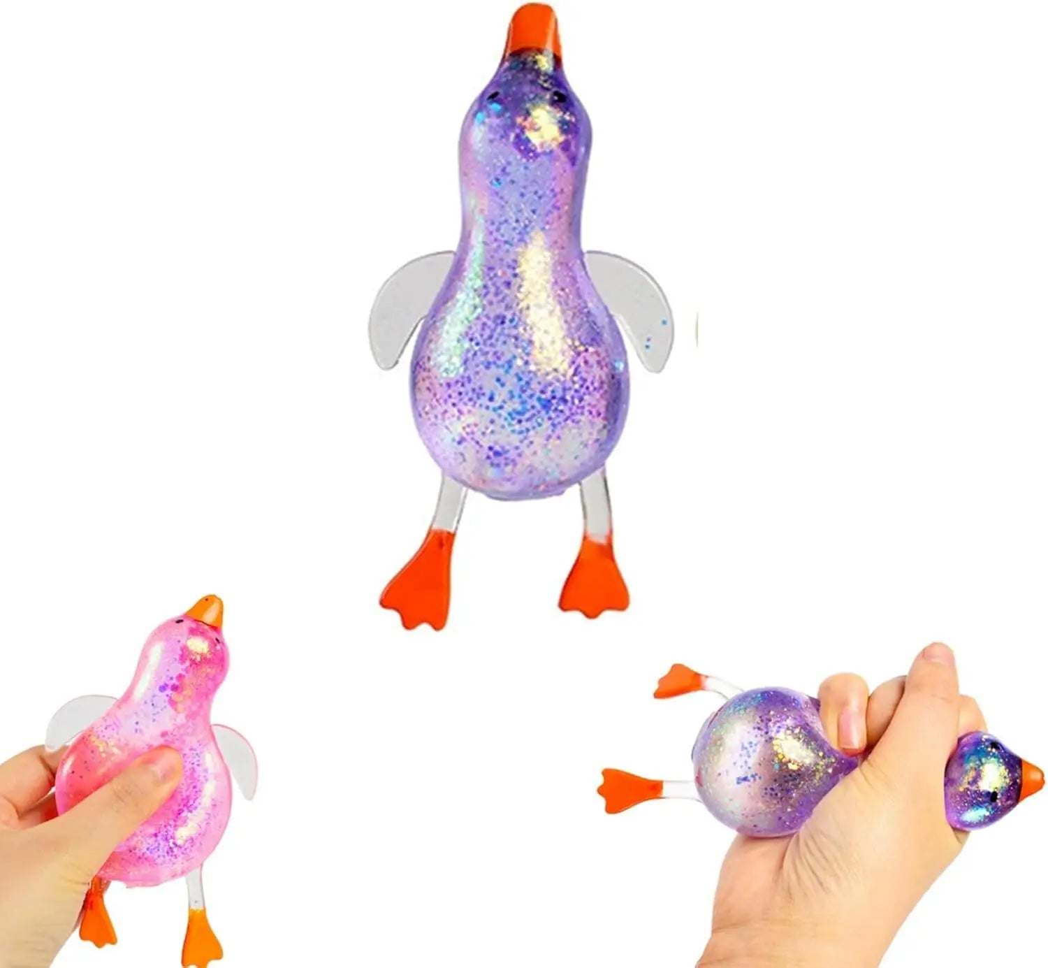 Cute Duck Squishy Sugar Stress Ball | Glitter Fidget Toy for Office Desk and Party Favor detail view