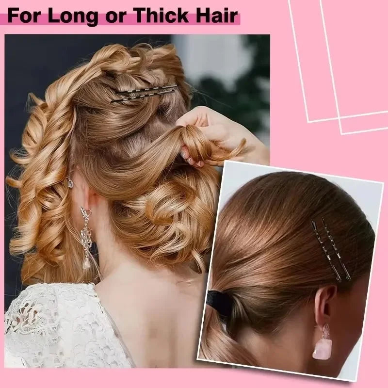 60/600pcs Black Hairpins for Women Hair Clip Lady Bobby Pins Invisible Wave Curly B additional angle