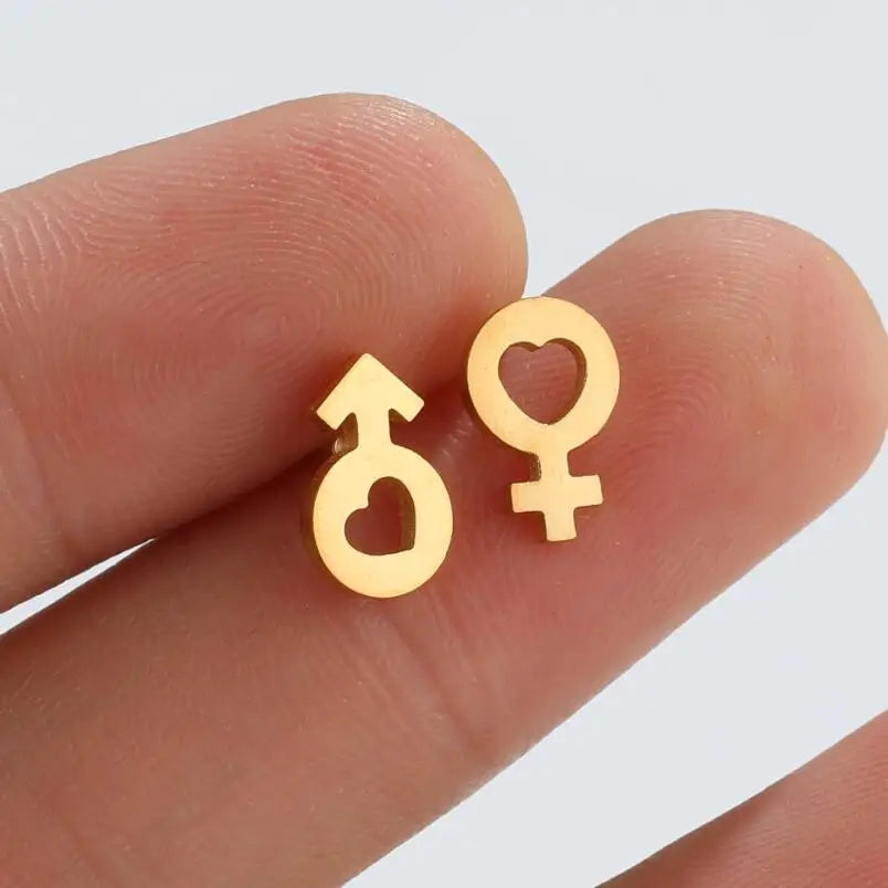 316L Stainless Steel Figure Earring Bicycle Key Crescent Moon Heart Lightening Skull For detail view