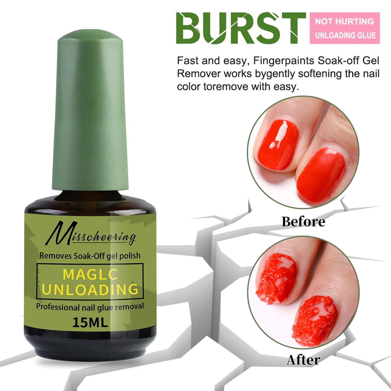 Misscheering 15ml Magic Fast Nail Gel Polish Remover Clean UV Soak Off Semi Permanent alternate view