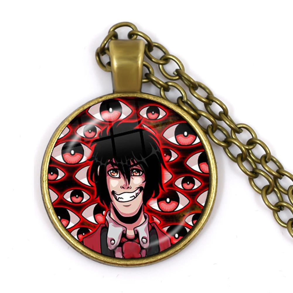 Hellsing Alucard Pentagram Pendant Necklace 25mm Glass Cabochon Pentagram Statement Pend detail view