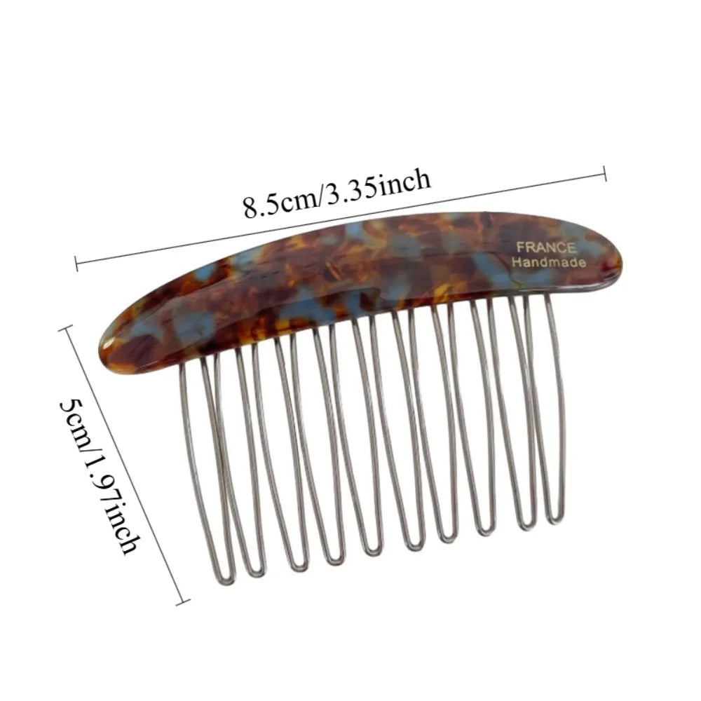 1/2pcs Acetate Metal Hair Combs Clips for Women Girls Side Bangs Upside-down Hairpins St detail view